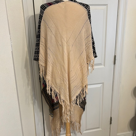 Colorful Patchwork Kimono with Fringe - Picture 3 of 7